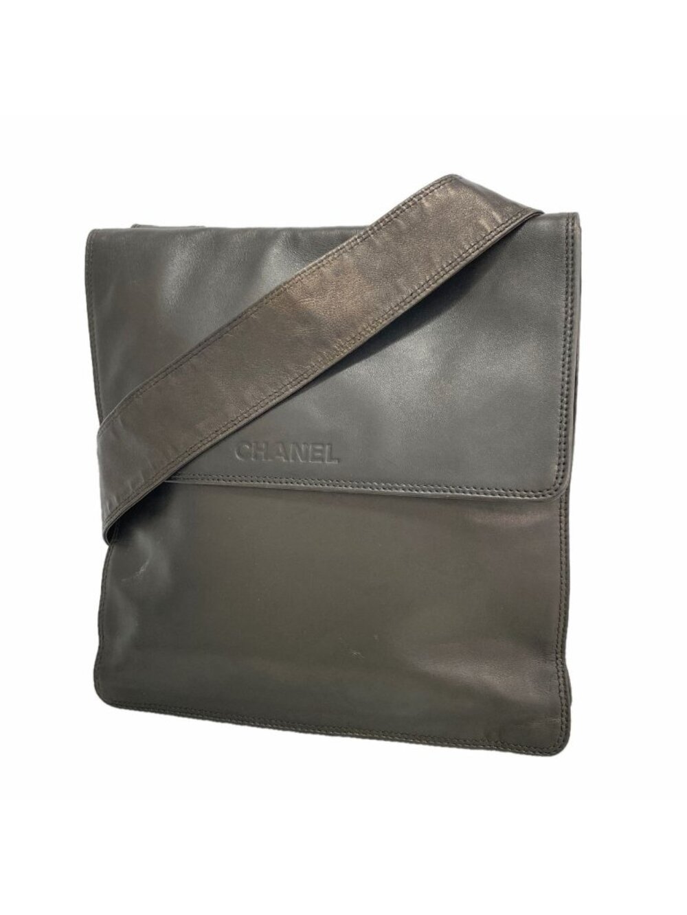 Chanel Shoulder Bag Leather Black Gold